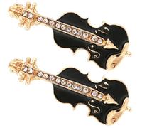 TEHAUX Broche de Violín Negro de Aleación para Mujer, Pin Decorativo para Ropa 2 Piezas, Adorno Estético para Chaquetas y Prendas, Accesorio Musical para Uso Diario