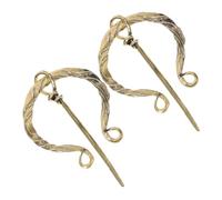 TEHAUX Broche Vikingo Vintage de Latón Antiguo 2 Piezas, Accesorio Medieval para Ropa y Chal de Mujer, Insignia para Bolso y Cuello, Broche Decorativo Original para Trajes Medievales