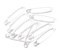 TEHAUX Broches de Imperdibles de Plata Cristales Blancos, Paquete de 10, Ajustador de Cintura para Pantalones, Broche Fijo Antiexposición para Suéter, Falda y Ropa, Alfiler de Vestir