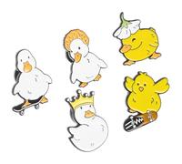 TEHAUX Broches de Solapa Forma de Animal de Aleación Set de 5 Pins Decorativos de Pato Amarillo Pequeños Accesorios para Camisetas Mochilas y Manualidades