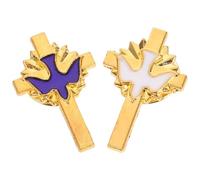 TEHAUX Broches Religiosos Forma de Cruz y Paz Aleación Duradera Color y Azul 2 Piezas para Comunión Bautizo y Eventos Religiosos