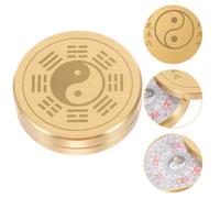 TEHAUX Brújula de Cobre Taoísta, Brújula Tradicional China Redonda Tapa, Dorada, Compacta Superficie Lisa, Estilo Retro Chino, Portátil para Decoración y Orientación