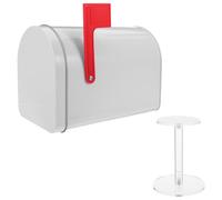 TEHAUX Buzón Pequeño de Hierro Blanco Resistente al Agua con Soporte para Correspondencia y Paquetes Pequeños, Diseño Versátil y Ahorro de Espacio Adecuado para Villas y Apartamentos