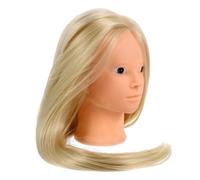 TEHAUX Cabeza de Maniquí para Peluquería y Cosmetología, Cabello Sintético Resistente al Calor, Color Beige Claro 613, para Práctica de Peinados, Trenzado y Rizado, Soporte Incluido,