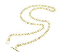 TEHAUX Cadena de Reloj de Bolsillo Metálica Dorada de 65 CM Barra T para Cinturones Vaqueros Estilo Vintage para Hombre y Mujer Accesorio Retro para Uso Informal y Formal