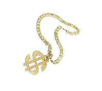 TEHAUX Cadena Dorada para Perros Pequeños con Colgante de Dólar, Collar Ajustable de Metal Cómodo para Mascotas en Fiestas