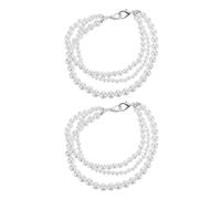 TEHAUX Cadenas para Zapatos de Mujer 3 Capas con Perlas Sintéticas, Accesorios Decorativos Ligeros con Cierre Rápido, Joyería para Tacones y Botas, Adecuado para Ocasiones