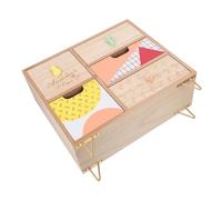 TEHAUX Caja de Almacenamiento de Madera para Cosméticos 5 Compartimentos, Gabinete Cajones para Joyería y Artículos Pequeños, Organizador de Escritorio Funcional para Uso Doméstico