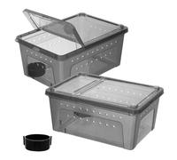 TEHAUX Caja de Cría para Reptiles Negro Grande con Cuenco de Agua y Ventilación Adecuada, Contenedor de PP para Simular Ambiente Natural y Cuidar Serpientes y Otros Reptiles