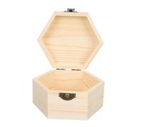 TEHAUX Caja de Madera Hexagonal sin Terminar con Tapa Articulada Organizador Pequeño para Joyas y Pulseras Caja de Almacenamiento Artesanal para Regalos y Recuerdos
