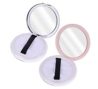 TEHAUX Caja de Polvos Sueltos Portátil 5 G Ultradelgada, Estuche Vacío para Maquillaje Esponja, Diseño Compacto Plateado y Rosa, Adecuado para Viajes y Uso Diario
