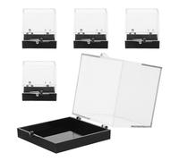 TEHAUX Cajas Cúbicas para Minerales 5 Piezas 4X35X35X35 MM 1X68X68X68 MM Vitrina para Rocas y Piedras Cristalinas Transparente Base Negra Contenedor de Exhibición para Coleccionables