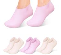 TEHAUX Calcetines de Silicona Hidratantes para Mujer 4 Pares 2 Rosa 2 Color Piel Calcetines de Gel para Cuidado Pies Ideales para Piel Seca y Agrietada Uso Spa y Descanso