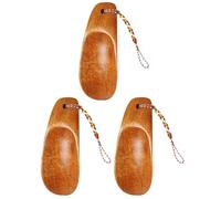 TEHAUX Calzadores de Madera Natural 3 Piezas Cuerda Mango Corto y Portátil Ayudante de Viaje para Calzado Cuchara para Zapatos Pequeña para Uso Hogar y Viajes