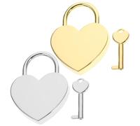 TEHAUX Candado Llave en Forma de Corazón 2 Juegos Grandes en Plata y Dorado Candado para Equipaje Diario y Caja de Seguridad Obsequio Adecuado para Aniversarios y San Valentín