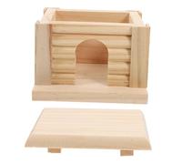 TEHAUX Casa de Madera para Hámster Pequeña y Sólida con Rampa Refugio Acogedor para Jerbos Ratones y Roedores Pequeños Accesorio Funcional para Jaula de Mascotas Fácil de Montar y