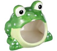 TEHAUX Caseta de Cerámica para Hámster y Animales Pequeños, Escondite Fresco Diseño de Rana, Material Cerámico Seguro, Tamaño Pequeño, Accesorio para Jaulas y Descanso en Verano E