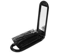 TEHAUX Cepillo de Pelo Plegable Compacto con Espejo Negro, Portátil y Fácil de Limpiar para Viaje y Uso Diario Entorno