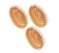 TEHAUX Cepillo Masajeador Cuero Cabelludo de Bambú Natural 3 Piezas Exfoliante y Antiestático Portátil para Masaje Capilar Casa Oficina y Viajes