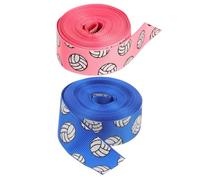 TEHAUX Cinta Deportiva para Voleibol 22 MM Rollos de 5 Yardas Poliéster Acanalado Resistente Decoloración Decoración para Cabello y Equipo Set de 2 Piezas Azul Marino y Rosa