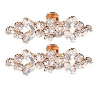 TEHAUX Clips para Zapatos Gemas de Imitación, Decoración Brillante de Tacón, Aleación Dorada, para Mujer en Bodas y Banquetes, Diseño Elegante 2 Unidades