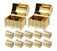 TEHAUX Cofre del Tesoro Pirata de Plástico PP Dorado Set de 12 Mini Cajas para Dulces y Regalos Decoración para Fiesta Infantil y Halloween Caja de Almacenamiento Multiusos