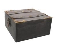 TEHAUX Cofre Organizador de Madera Vintage Cuadrado Tapa, Caja de Almacenamiento para Joyas y Papelería, Caja Artesanal Marrón para Escritorio y Decoración de Hogar