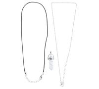 TEHAUX Colgante de Collar con Piedra Natural de Ágata Cristal Hexagonal Dije de Metal con Dos Cadenas Cadena y Cuerda de Cuero Negra Accesorio DIY para Joyería y Moda