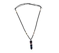 TEHAUX Collar de Cristal Natural de Fluorita Multicolor, Cadena de Suéter Ajustable para Mujer y Niños, Collar Hexagonal de Cristal Prismático para Obsequio, Joyería Versátil de Moda