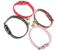 TEHAUX Collares Ajustables Diseño Antideslizante para Cabras y Vacas con Cascabeles de PU 4 Piezas para Suministros de Cría y Pastoreo