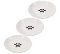 TEHAUX Comedero de Cerámica para Gatos Cuenco de Cerámica para Gatos 3 Piezas Base de Silicona Antideslizante Ancho Profundo para Comida y Agua
