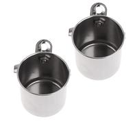 TEHAUX Comedero para Pájaros de Jaula de Acero Inoxidable, Taza Grande Abrazadera, 2 Piezas, Recipiente Duradero y Fácil de Limpiar, Alimentador Práctico para Loros y Aves Pequeñas