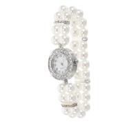 TEHAUX Conjunto De Reloj De Puño y Pulsera con Perlas y Gemas Joyería Sofisticada para Dama