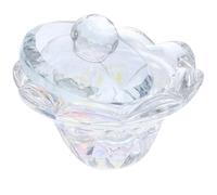 TEHAUX Copa de Cristal para Uñas con Tapa de Lotus Iridiscente, Recipiente para Mezcla de Líquido y Polvo para Manicura en Salón o Uso Personal