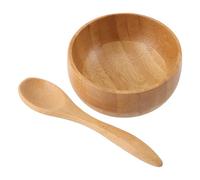 TEHAUX Cuenco de Bambú Natural para Mezclar Mascarillas Cuchara Mezcladora, Set Mini Ecológico para Cuidado Facial Diy, Herramienta Ligera y Portátil para Belleza y Cuidado Piel