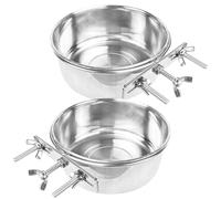 TEHAUX Cuencos Básicos para Mascotas 2 Piezas de Acero Inoxidable sin Imán, Antivuelco, Diámetro 10 Cm y Profundidad 4.5 Cm, Cuencos Colgantes Extraíbles para Comida y Agua, Aptos