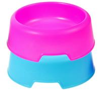 TEHAUX Cuencos para Perros de Plástico 2 Piezas (Azul y Rosa), Tazones Redondos para Comida y Agua, Contenedor de Comida para Mascotas, Comedero para Cachorros, Fácil de Limpiar, Uso