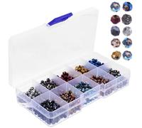 TEHAUX Cuentas de Vidrio para Pulsera de Bricolaje 4 Mm, Cuentas Espaciadoras Planas Azuladas, 1000 Piezas en Caja, Accesorios Decorativos para Joyería DIY y Manualidades
