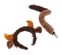 TEHAUX Diadema de Cosplay de Vaca Cuernos y Orejas de Tela Color Café para Fiestas Temáticas y Halloween Diseño Realista y Transformación Rápida