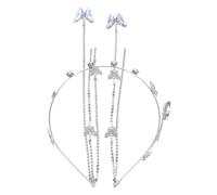 TEHAUX Diadema de Cristal Mariposas y Borlas Diseño Delicado y Elegante Aleación y Zircon para Mujer Adecuado para Fotografía y Eventos