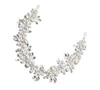 TEHAUX Diadema para Novia Perlas Artificiales Tocado Suave Cristales Forma de Ojo de Caballo Accesorio para Cabello Femenino Adecuado para Bodas y Fiestas