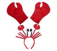 TEHAUX Diadema Pinzas de Cangrejo de Río Roja y Guantes de Garra de Disfraz, Accesorio de Cosplay para Fiesta Temática, Carnaval y Halloween, Talla Única, Material y Cómodo
