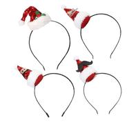 TEHAUX Diademas Navideñas 4 Piezas para Adultos, Accesorios Cabello Temática de Navidad, Diademas de Tela Rojas Cómodas y Decorativas para Fiestas y Disfraces