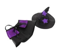 TEHAUX Disfraz de Bruja para Perro Sombrero y Mágica para Halloween Accesorios de Disfraz para Mascota Talla S para Fiesta de Halloween