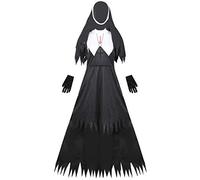 TEHAUX Disfraz Negro para Mujer Adulto de Monja Zombi Halloween de Algodón Mezcla Cómodo y Efecto Decorativo para Fiesta de Miedo Especial y Único