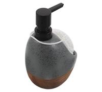 TEHAUX Dispensador de Jabón Líquido de Cerámica Gris 2 1 con Bomba Antigoteo y Soporte para Esponja Dispensador de Champú y Lavavajillas para Baño y Cocina Organizador Funcional y