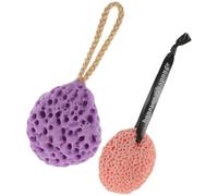 TEHAUX Esponja Exfoliante Corporal Natural de Alga Marina Forma de Panal, Bola de Baño Flexible Gris para Limpieza y Cuidado de Piel Sensible, 2 Unidades para Uso en Ducha y Baño