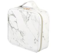 TEHAUX Estuche de Maquillaje de Viaje Compartimentos Organizadores Diseño Efecto Mármol Material PU y Nailon Resistente Tamaño Portátil Asa Práctica para Almacenamiento y Organización
