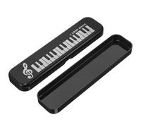 TEHAUX Estuche Escolar para Bolígrafos y Lápices De Plástico Negro Caja Organizadora Multifuncional Tamaño Pequeño Portátil para Uso Escolar y Oficina Diseño Musical Teclas De Piano y Notas Adecuado