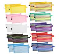 TEHAUX Estuche Multifunción para Bolígrafos y Lápices, Paquete 20 Unidades, Nylon Resistente, Color Aleatorio, Organizador Portátil para Material Escolar y Oficina, Cierre Cremallera,
